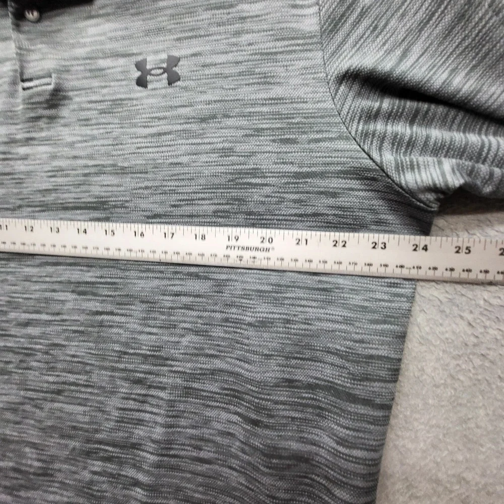 Under Armour Men Polo XL Gray Striped Performance‎ Polo Gorpcore Logo Short